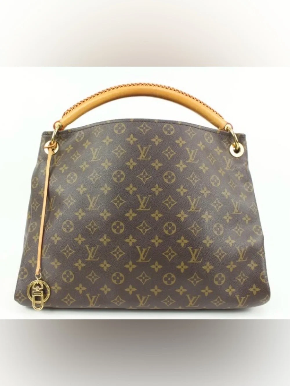 Louis Vuitton Monogram Canvas Handbag with Natural Vachetta Handle